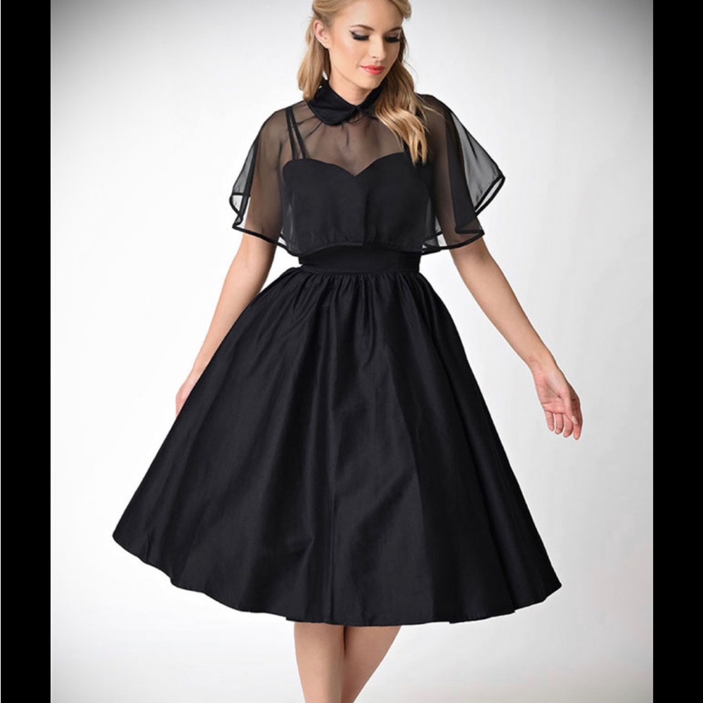 Unique Vintage Luna Cape capelet retro pinup Pinupgirl Barbie mcm swing dress